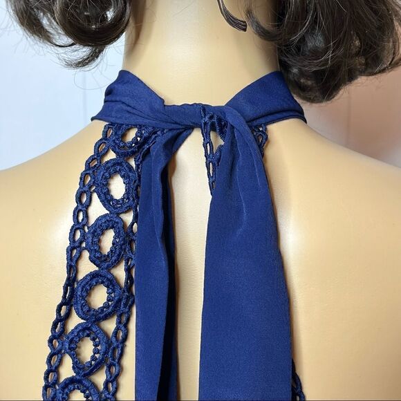 Lulus Size Medium Any Sway Shape or Form Navy Blue Lace Halter Mini Swing Dress - Picture 7 of 9